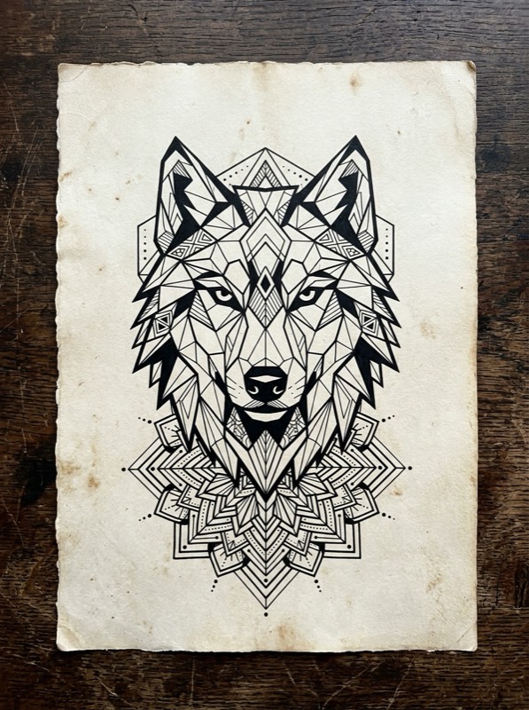 A fine-line snake coiled around a stem of wild grass, drawn with hairline strokes.