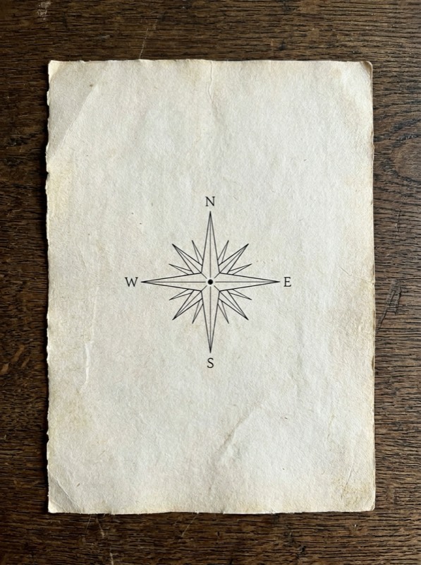 Minimalist fine-line compass ankle tattoo