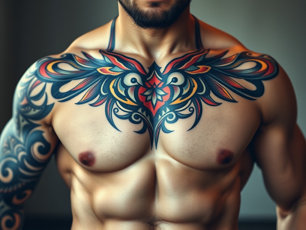 Bold Half Chest Tattoos for Men Ideas