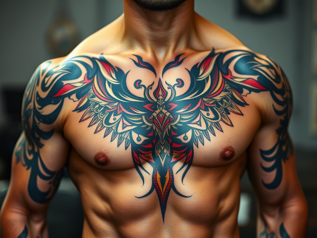 Bold Half Chest Tattoos for Men Ideas