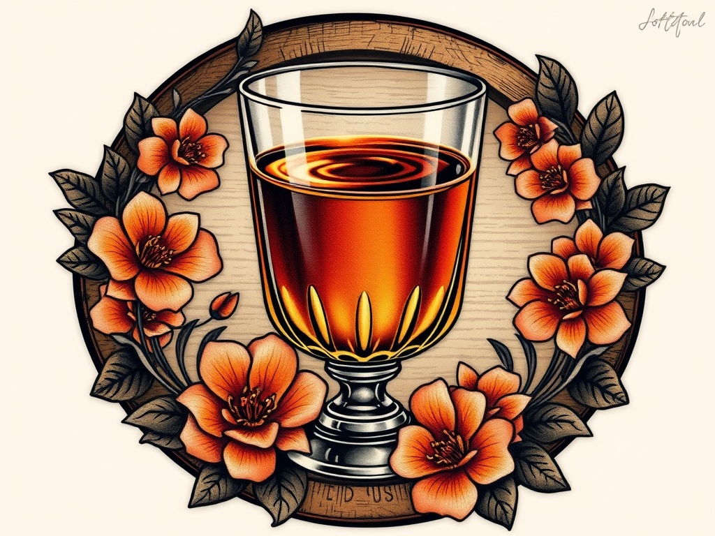 Classic Bourbon Glass Tattoo Ideas for Whiskey Lovers