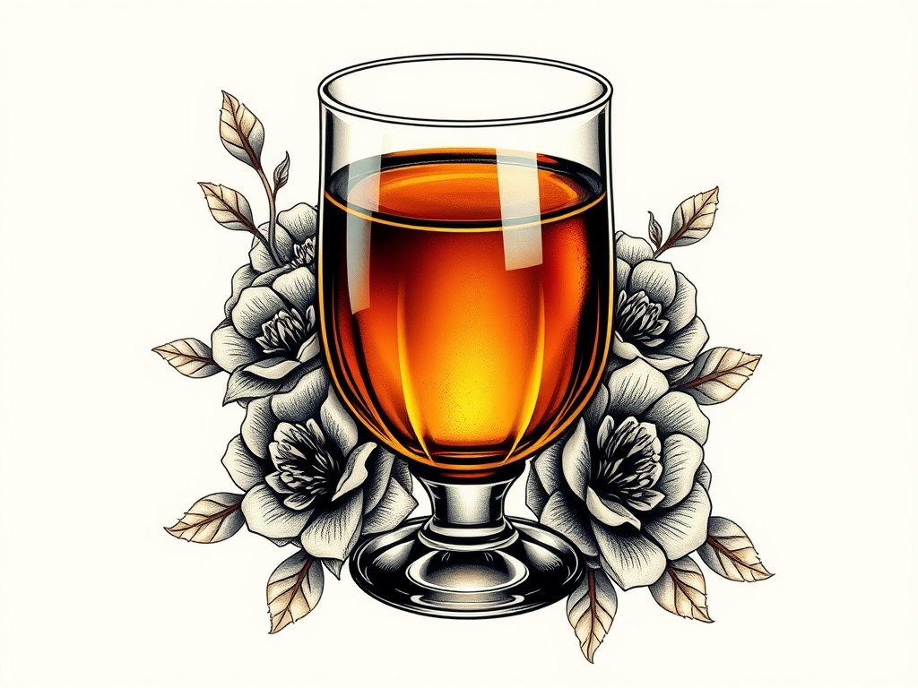 Classic Bourbon Glass Tattoo Ideas for Whiskey Lovers