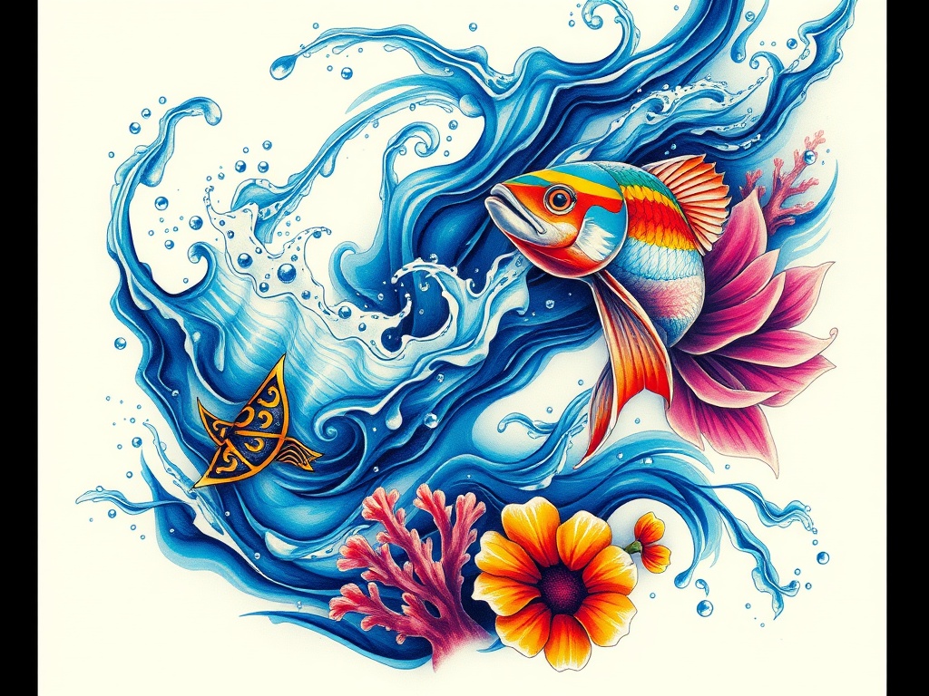 Mesmerizing Colorful Water Space Tattoo Ideas