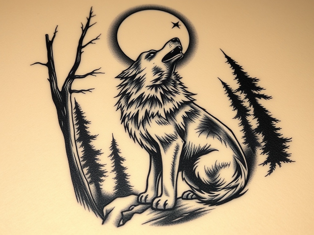 Mysterious Lone Wolf Tattoo Ideas