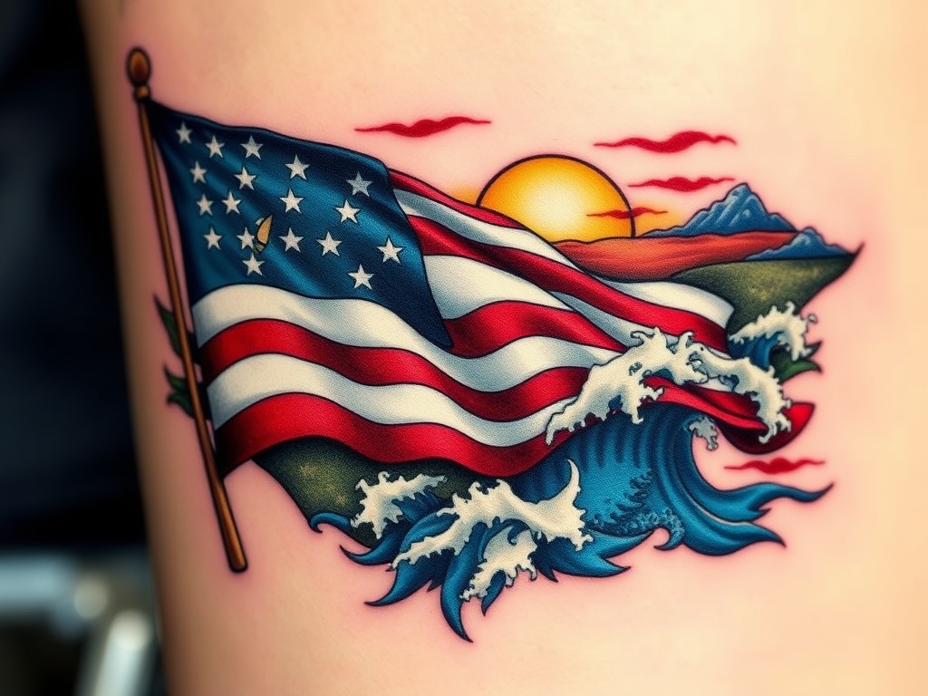 Patriotic Tattoo Ideas with Flags